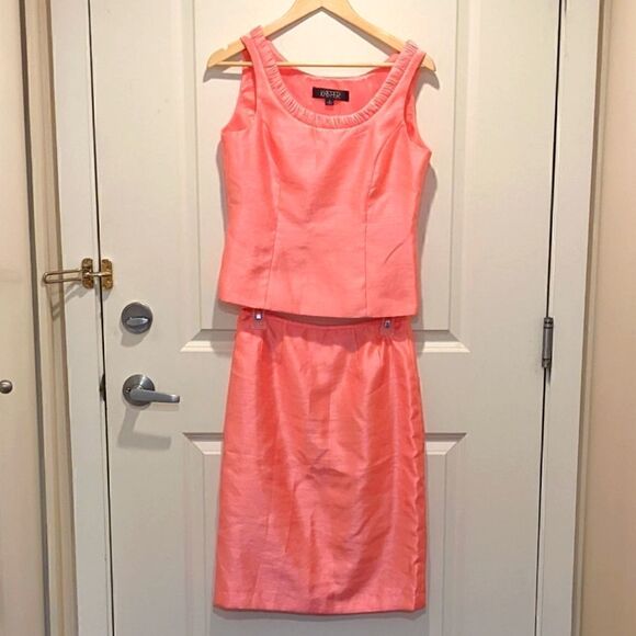 NWOT Stunning Kasper Pink Jackie O Style Top and Pencil Skirt Co-Ord Set - Picture 1 of 9